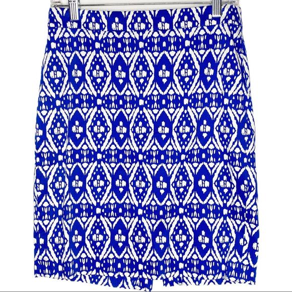 J. Crew Dresses & Skirts - J. Crew Blue White Ikat Geometric The Pencil Skirt 4